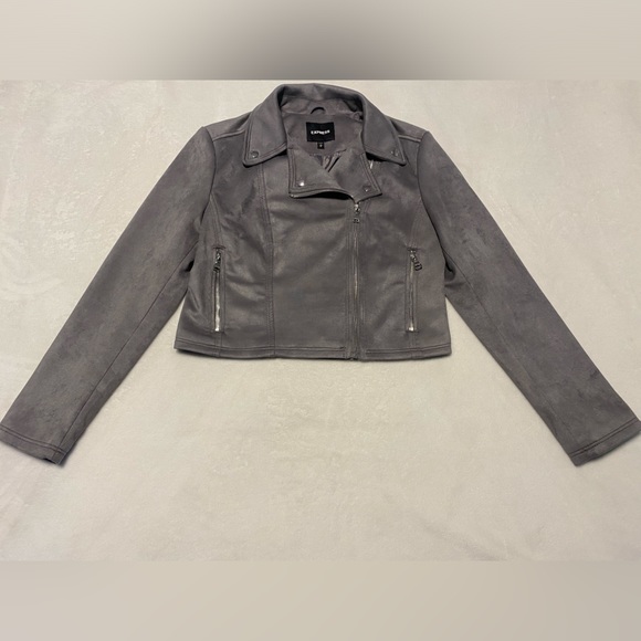 Express faux suede zip up biker jacket size medium - Picture 1 of 8